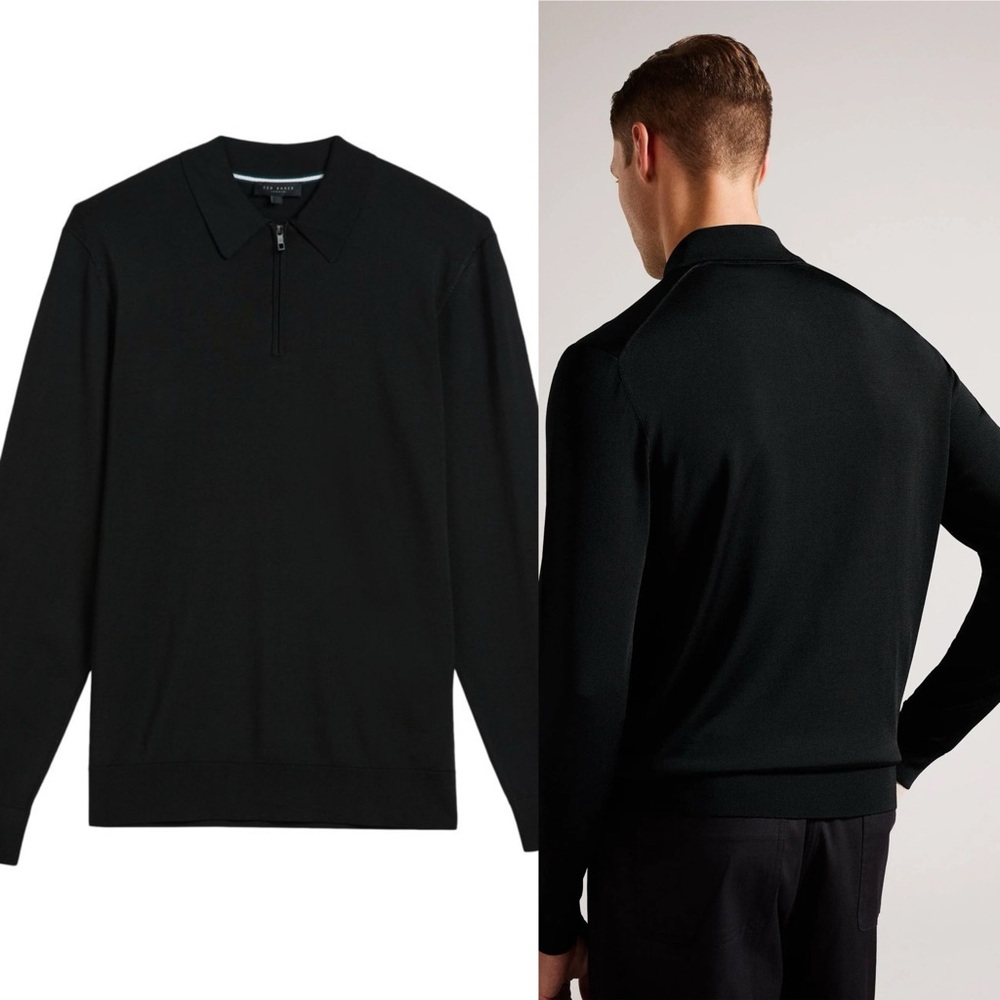 Men's Ted Baker London  Viba Half Zip
Polo Sweater - Black ted size 7 US 3Xl - Picture 6 of 15